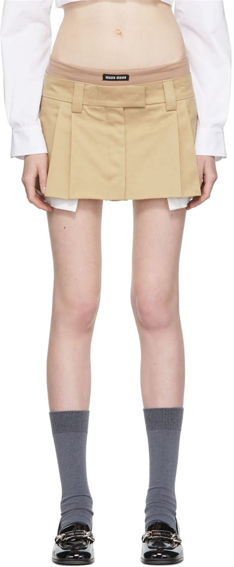 miu miu beige skirt|mini miu skirts.